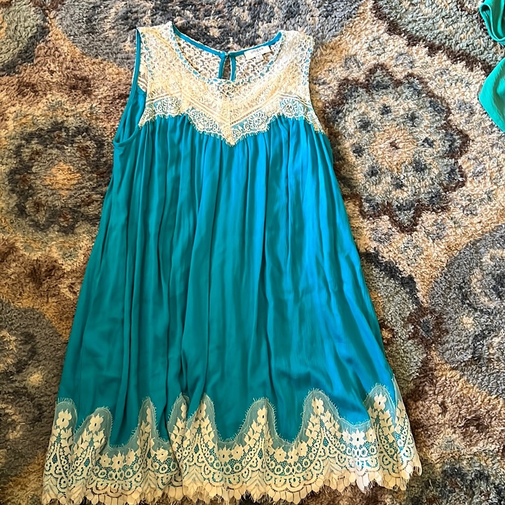 Turquoise and lace dress Umgee size small
